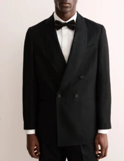 Jaeger Tailored Linen Wool Blend Jacket With Silk -Marks And Spencer Shop Tailored Linen Wool Blend Jacket with Silk 3