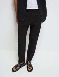 Tapered Fit Lightweight Seersucker Elasticated Waist Trousers