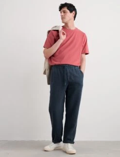 Tapered Fit Pure Linen Trousers