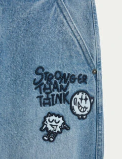 The Doodle Boy Pure Cotton Relaxed Slogan Jeans (4-16 Yrs) -Marks And Spencer Shop The Doodle Boy Pure Cotton Relaxed Slogan Jeans 4 16 Yrs 1 6
