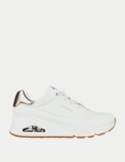 Skechers Uno Shimmer Away Lace Up Platform Trainers