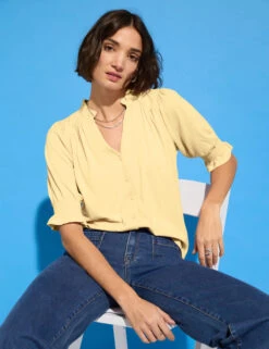 V-Neck Ruffle Blouse