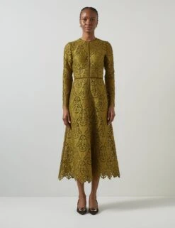 Velvet Floral Midi Skater Dress