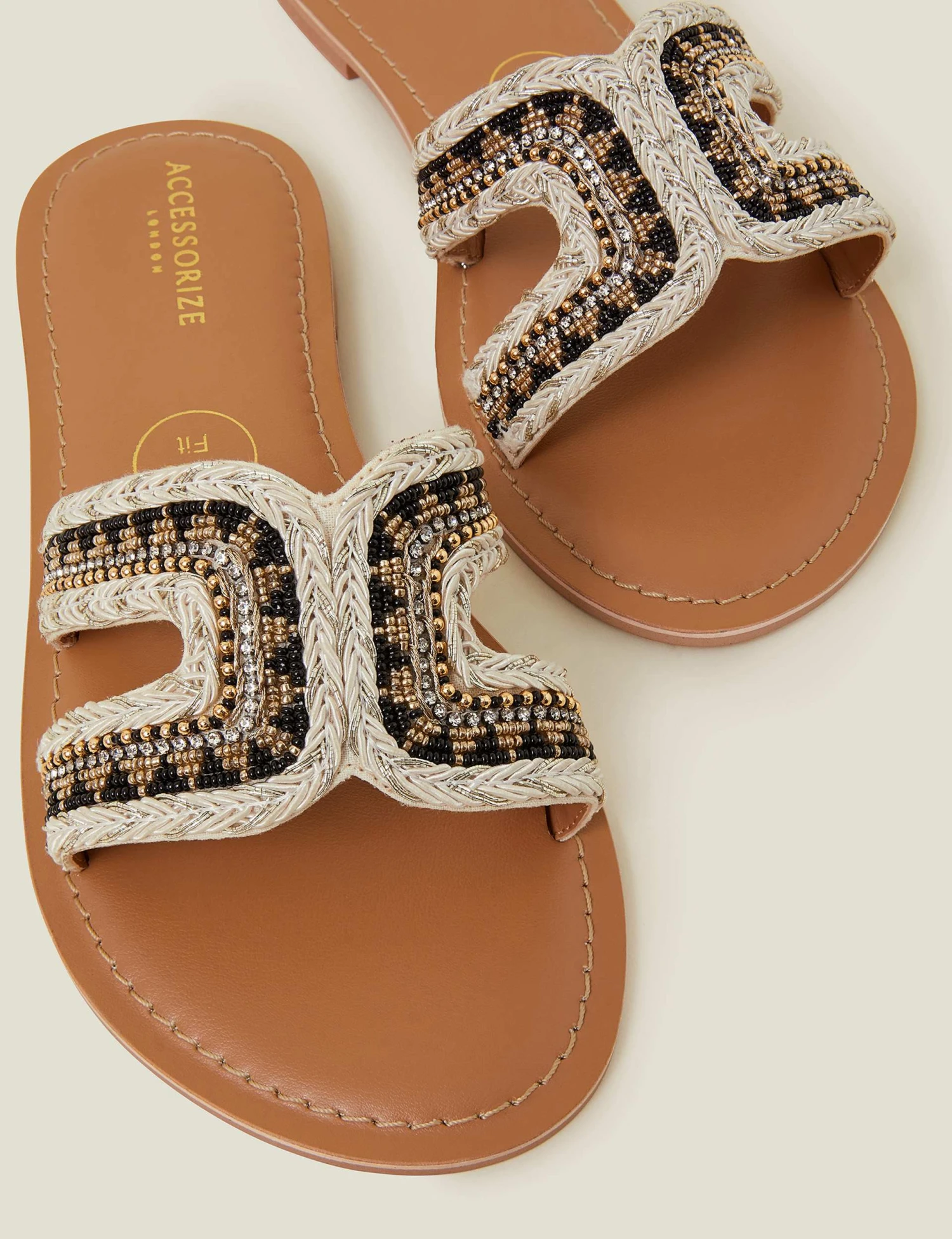 Accessorize Wide Fit Beaded Flat Sandals 4 Accessorize Wide Fit Beaded Flat Sandals - Image 4