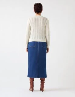 Wool Blend Cable Knit V-Neck Cardigan -Marks And Spencer Shop Wool Blend Cable Knit V Neck Cardigan 3