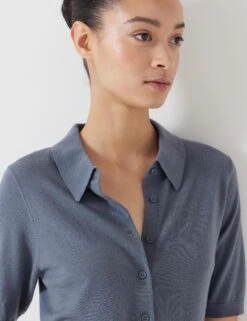 Wool Blend Collared Neck Knitted Top -Marks And Spencer Shop Wool Blend Collared Neck Knitted Top 3