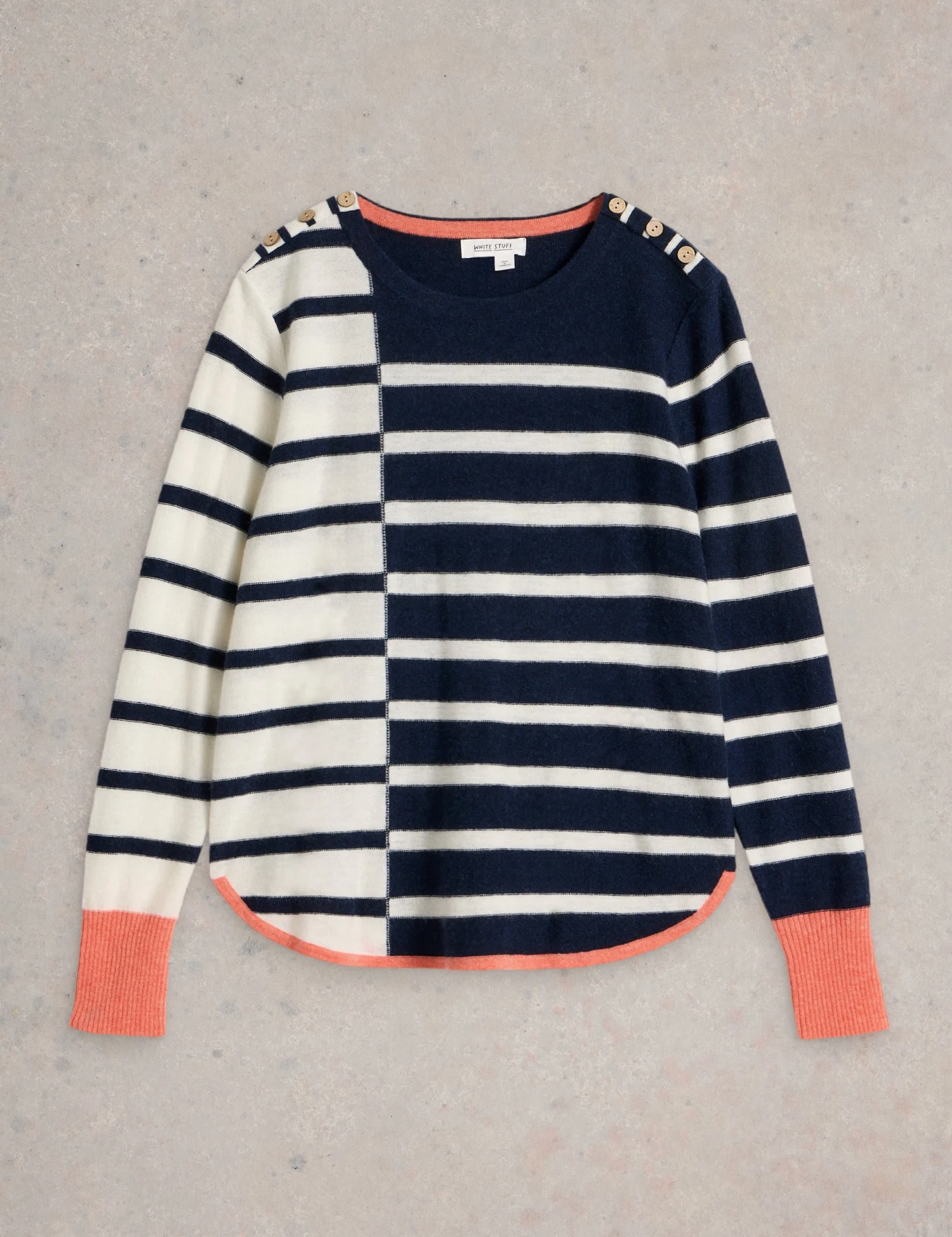WHITE STUFF Wool Blend Striped Crew Neck Jumper 2 WHITE STUFF Wool Blend Striped Crew Neck Jumper - Image 2