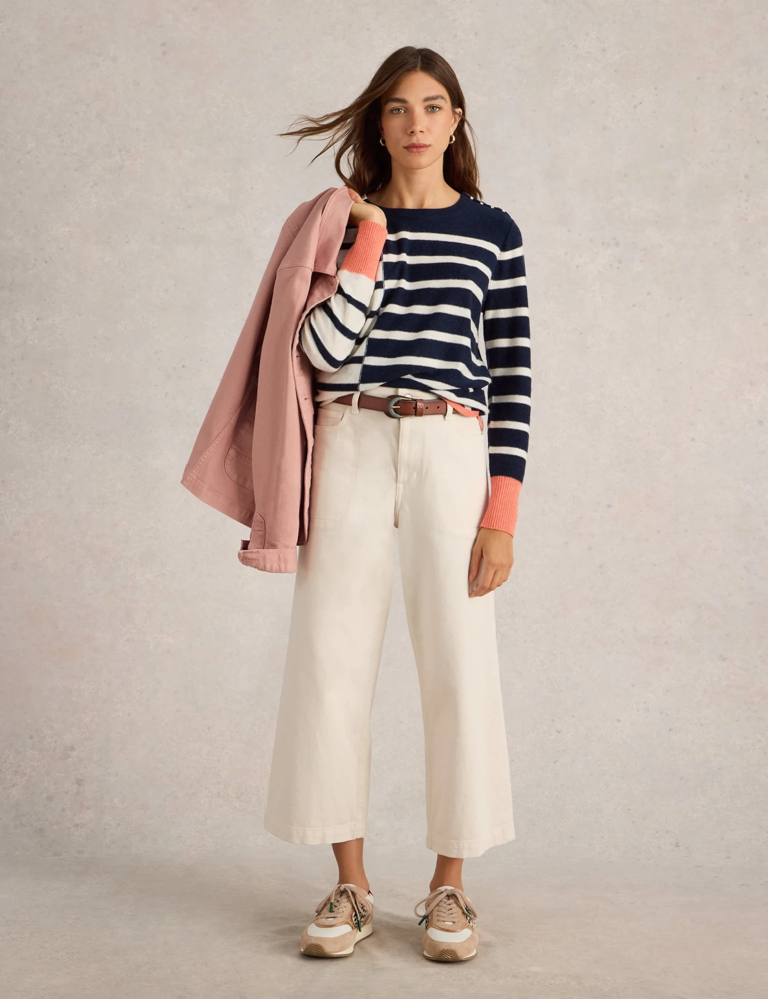 WHITE STUFF Wool Blend Striped Crew Neck Jumper 3 WHITE STUFF Wool Blend Striped Crew Neck Jumper - Image 3