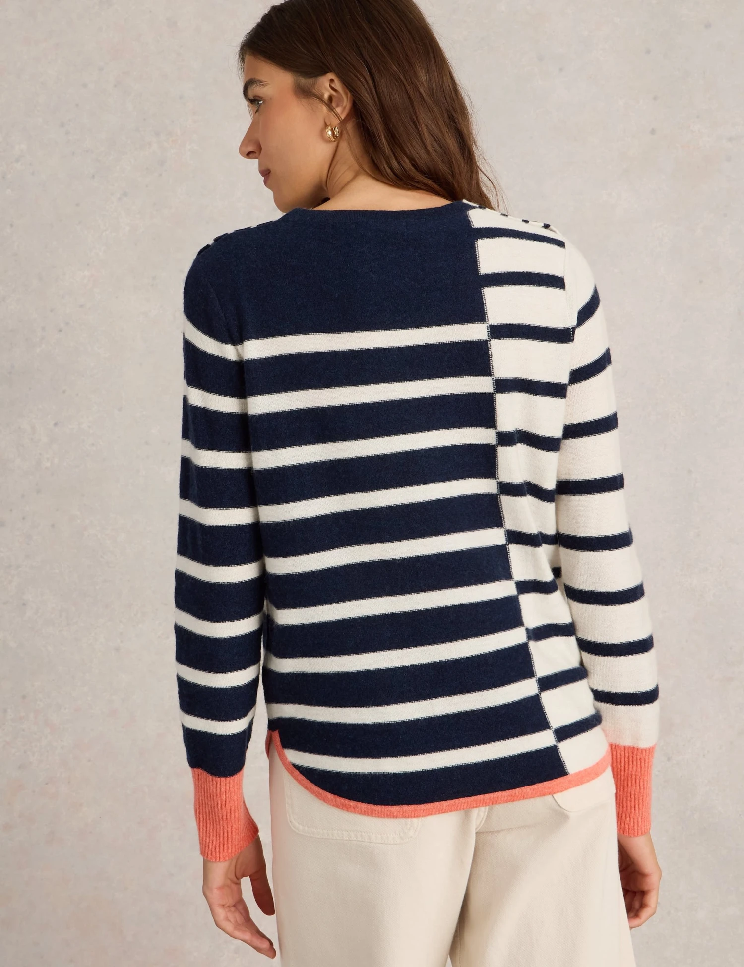 WHITE STUFF Wool Blend Striped Crew Neck Jumper 4 WHITE STUFF Wool Blend Striped Crew Neck Jumper - Image 4
