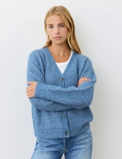 Wool Blend Textured Cardigan