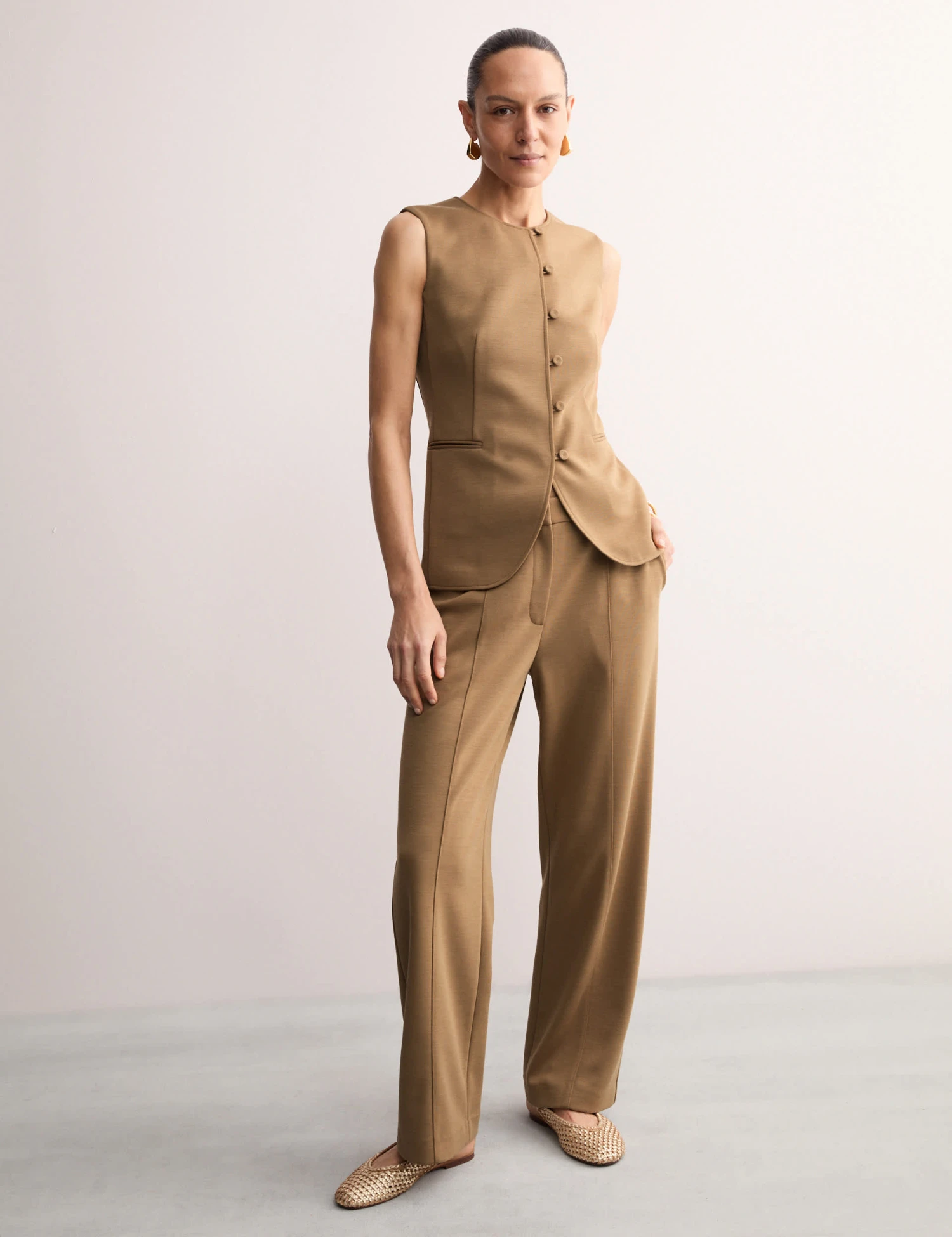 Jaeger Wool Blend Wide Leg Trousers 1 Jaeger Wool Blend Wide Leg Trousers