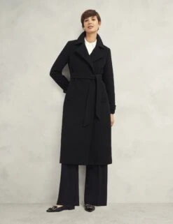 Wool Rich Belted Longline Tailored Coat
