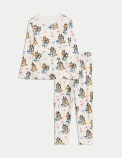 Adaptive Bluey™ Ribbed Pyjamas (1-8 Yrs) -Marks And Spencer Shop adaptive bluey ribbed pyjamas 1 8 yrs 1 3