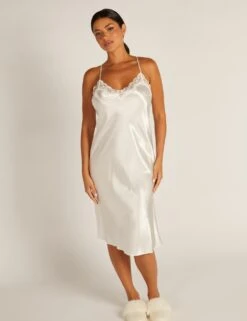 Amelia Satin Lace Trim Midi Chemise -Marks And Spencer Shop amelia satin lace trim midi chemise 11