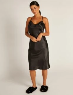 Amelia Satin Lace Trim Midi Chemise -Marks And Spencer Shop amelia satin lace trim midi chemise 7