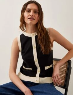 MONSOON Button Front Sleeveless Cardigan -Marks And Spencer Shop button front sleeveless cardigan 6