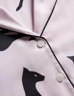The Cat Print Shortie Set -Marks And Spencer Shop cat printed satin revere shortie set 6