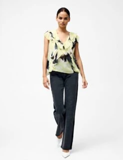 French Connection Chiffon Printed V-Neck Ruffle Top -Marks And Spencer Shop chiffon printed v neck ruffle top 4