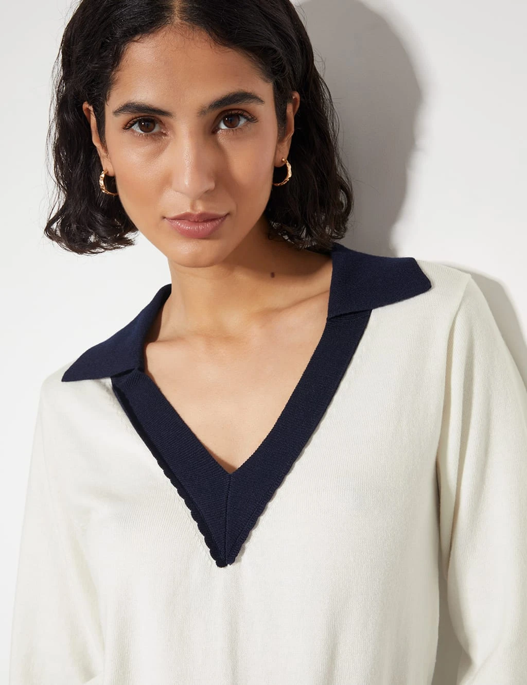 MONSOON Collared V-Neck Button Detail Jumper With Wool 9 MONSOON Collared V-Neck Button Detail Jumper With Wool - Image 9