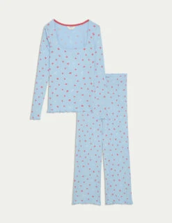 Cool Comfort™ Printed Ribbed Pyjama Set -Marks And Spencer Shop cool comfort printed ribbed pyjama set 13