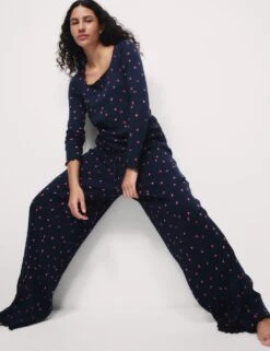 Cool Comfort™ Printed Ribbed Pyjama Set -Marks And Spencer Shop cool comfort printed ribbed pyjama set 15