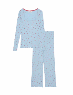 Cool Comfort™ Printed Ribbed Pyjama Set -Marks And Spencer Shop cool comfort printed ribbed pyjama set