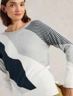 WHITE STUFF Cotton Blend Abstract Jumper -Marks And Spencer Shop cotton blend abstract jumper 6