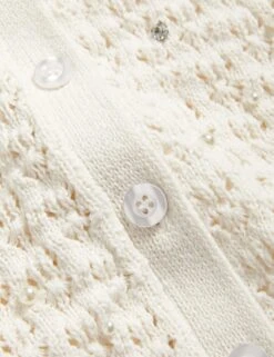 Cotton Blend Embellished Crew Neck Cardigan -Marks And Spencer Shop cotton blend embellished crew neck cardigan 8