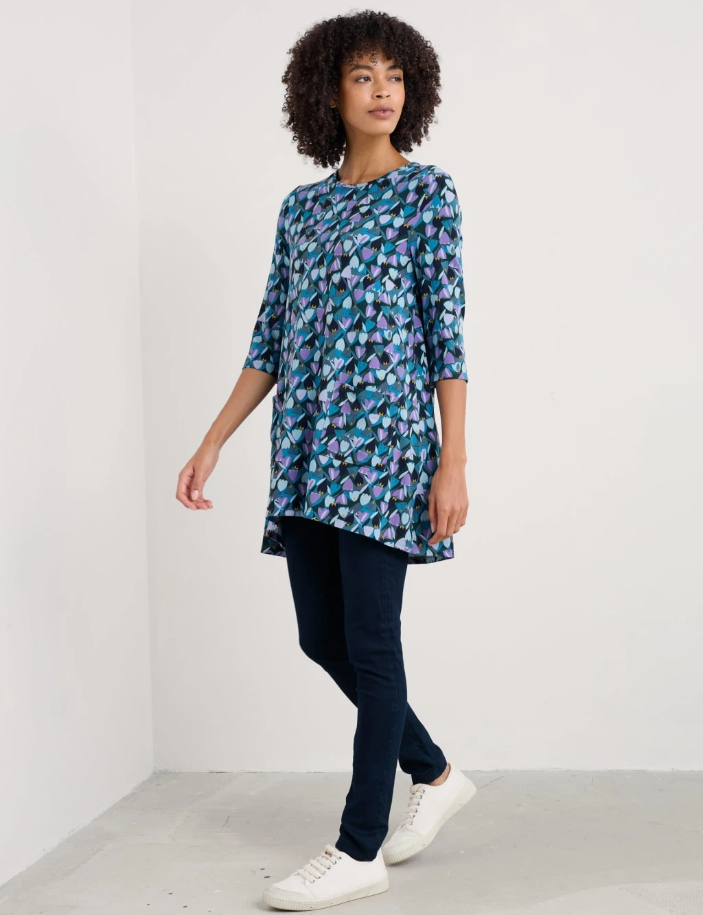 Cotton Blend Floral Scoop Neck Tunic 6 Cotton Blend Floral Scoop Neck Tunic - Image 6