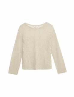 Cotton Blend Metallic Jumper With Linen -Marks And Spencer Shop cotton blend metallic jumper with linen 1