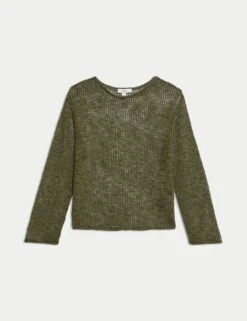 Cotton Blend Metallic Jumper With Linen -Marks And Spencer Shop cotton blend metallic jumper with linen 6