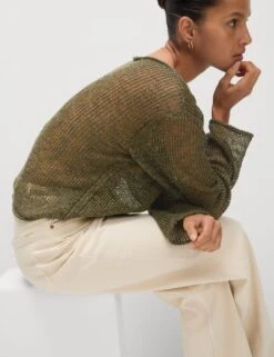 Cotton Blend Metallic Jumper With Linen -Marks And Spencer Shop cotton blend metallic jumper with linen 7