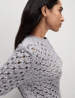 Cotton Blend Metallic Textured Jumper -Marks And Spencer Shop cotton blend metallic textured jumper 17