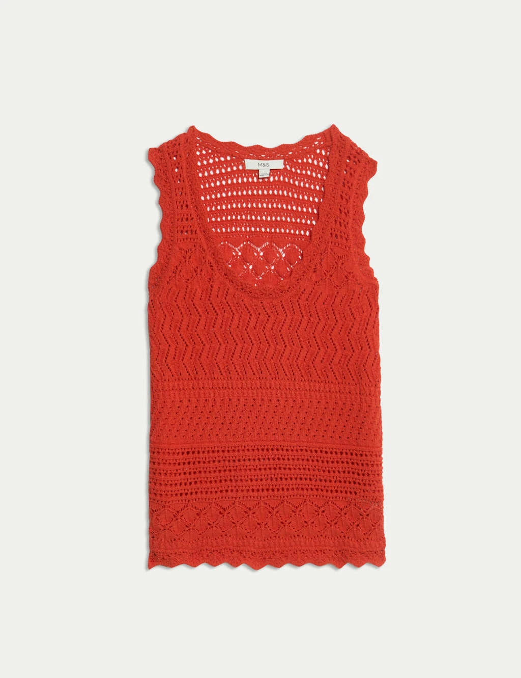 Cotton Blend Pointelle Scallop Edge Knitted Vest 7 Cotton Blend Pointelle Scallop Edge Knitted Vest - Image 7