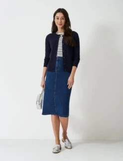 Cotton Blend Textured Crew Neck Cardigan -Marks And Spencer Shop cotton blend textured crew neck cardigan 5