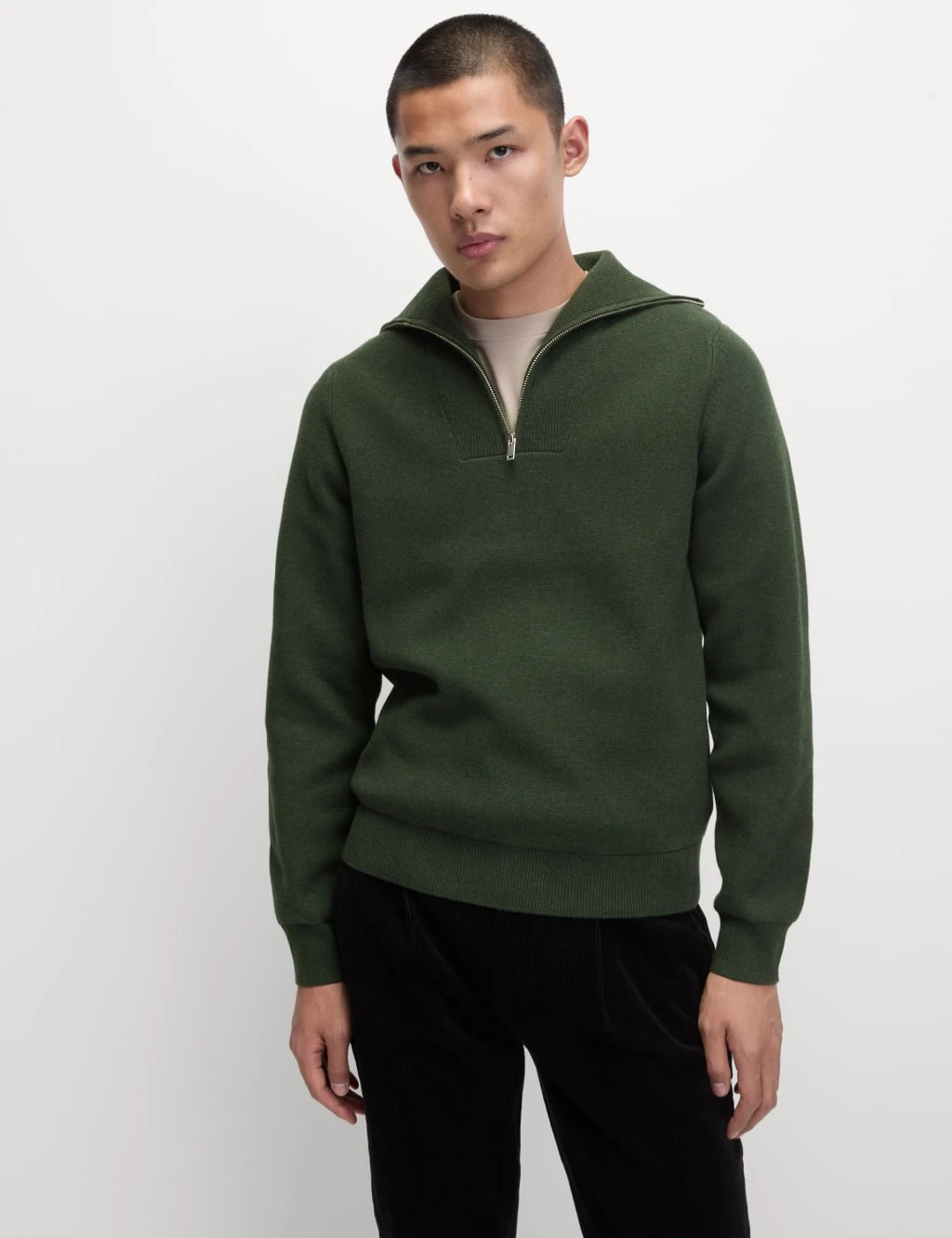 Cotton Blend Textured Half Zip Jumper 11 Cotton Blend Textured Half Zip Jumper - Image 11