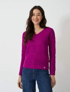 Cotton Blend Textured V-Neck Jumper -Marks And Spencer Shop cotton blend textured v neck jumper 11