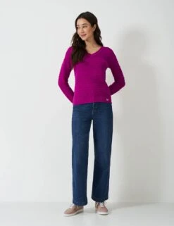 Cotton Blend Textured V-Neck Jumper -Marks And Spencer Shop cotton blend textured v neck jumper 14