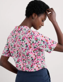 Cotton Modal Floral Relaxed Popover Blouse -Marks And Spencer Shop cotton modal floral relaxed popover blouse 4