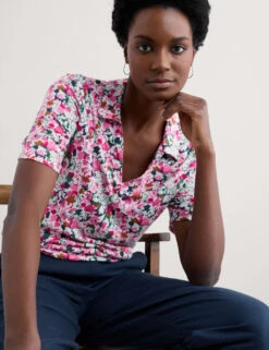 Cotton Modal Floral Relaxed Popover Blouse -Marks And Spencer Shop cotton modal floral relaxed popover blouse 6