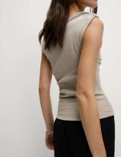 Cotton Rich Asymmetric Neck Vest 24 Cotton Rich Asymmetric Neck Vest -Marks And Spencer Shop cotton rich asymmetric neck vest 5