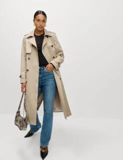 Cotton Rich Belted Longline Trench Coat -Marks And Spencer Shop cotton rich belted longline trench coat 12