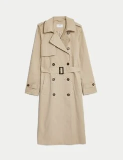 Cotton Rich Belted Longline Trench Coat -Marks And Spencer Shop cotton rich belted longline trench coat 6