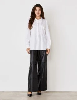 Cotton Rich Collared Pintuck Shirt -Marks And Spencer Shop cotton rich collared pintuck shirt 5