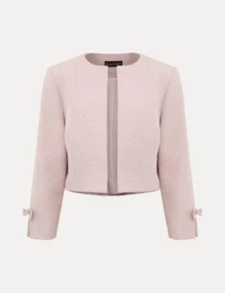 Cotton Rich Collarless Bow Short Jacket 32 Cotton Rich Collarless Bow Short Jacket -Marks And Spencer Shop cotton rich collarless bow short jacket 12