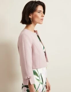 Cotton Rich Collarless Bow Short Jacket 35 Cotton Rich Collarless Bow Short Jacket -Marks And Spencer Shop cotton rich collarless bow short jacket 15