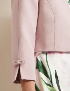 Cotton Rich Collarless Bow Short Jacket 36 Cotton Rich Collarless Bow Short Jacket -Marks And Spencer Shop cotton rich collarless bow short jacket 16