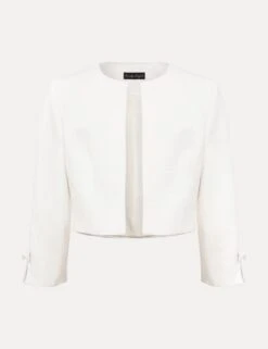 Cotton Rich Collarless Bow Short Jacket 26 Cotton Rich Collarless Bow Short Jacket -Marks And Spencer Shop cotton rich collarless bow short jacket 6