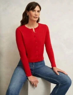 Cotton Rich Crew Neck Cropped Cardigan -Marks And Spencer Shop cotton rich crew neck cropped cardigan 11