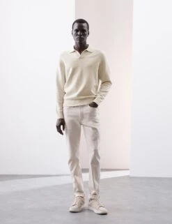 Cotton Rich Open Neck Knitted Polo Shirt -Marks And Spencer Shop cotton rich open neck knitted polo shirt 14